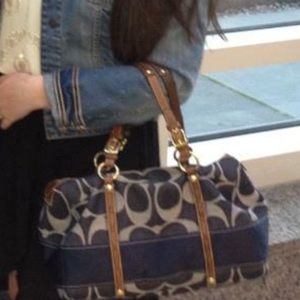 Coach Blue and Tan Pocketbook